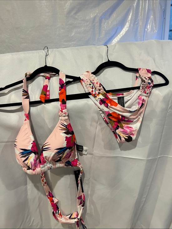 Ashley Graham Other - Ashley Graham Pink Floral Braided Strap Bikini Set